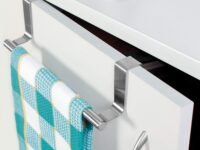 LEAWALL Stainless Steel Towel Bar Holder Cabinet Hanger Over Door Kitchen Hook Drawer Storage (Towel Holder for Kitchen)