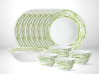 Larah by Borosil Silk Series Opalware Dinner Set | 19 Pieces for Family of 6 | Microwave & Dishwasher Safe | Bone-Ash Free | Crockery Set for Dining & Gifting | Plates & Bowls (Aura)