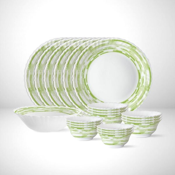Larah by Borosil Silk Series Opalware Dinner Set | 19 Pieces for Family of 6 | Microwave & Dishwasher Safe | Bone-Ash Free | Crockery Set for Dining & Gifting | Plates & Bowls (Aura)