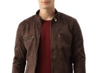 Leather Retail Coffee-Colored Suede Jacket For Men's