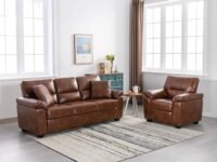 Leatherette Anderson 3 + 1 Seater Sofa Set for Living Room - Tan | Premium Sofas for Office