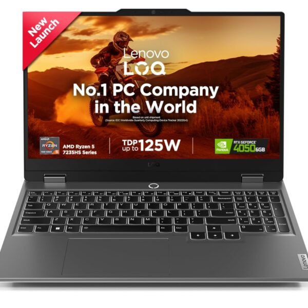 Lenovo LOQ AMD Ryzen 5 7235HS | NVIDIA RTX 4050 6GB (16GB RAM/512GB SSD/144Hz Refresh Rate/15.6" (39.6cm)/Windows 11/Office Home 2024/3 Mon. Game Pass/Grey/2.4Kg), 83JC00NYIN AI Gaming Laptop
