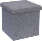 Linen Home Foldable Large Storage Ottoman Bench Footrest Stool Storage Ottoman Bench for footrest Stool Coffee Table and Seating Ottoman (30 X 30 X 30 c.m., Grey)