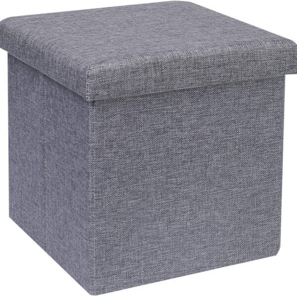 Linen Home Foldable Large Storage Ottoman Bench Footrest Stool Storage Ottoman Bench for footrest Stool Coffee Table and Seating Ottoman (30 X 30 X 30 c.m., Grey)