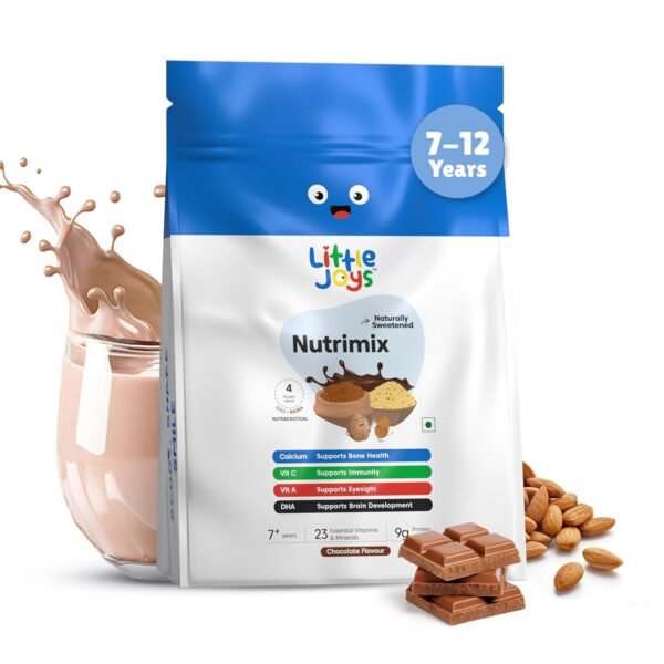 Little Joys Chocolate Nutrimix 7+ (700g) | 7-12 Years | Naturally Sweetened with Dates & Jaggery | With 23 Essential Vitamins & Minerals | 9g Protein per Serving | Supports Overall Health & Development | With Ragi, Bajra, Almonds & Oats | Chocolate Flavour Nutrition Drink Powder