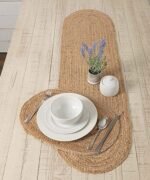 Live Beautiful ! Heat Resistant Dining Table Runner for Dining Table for Party, Modern Dining Room (Natural Jute, 14"X54" inch Oval)