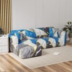 Lukzer Polyester Blend L-Shaped Sofa Cover For Living Room Furniture Flexible Slipcover For Couches And More (Left Hand Side, Colorful Marble), Multicolor