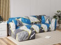 Lukzer Polyester Blend L-Shaped Sofa Cover For Living Room Furniture Flexible Slipcover For Couches And More (Left Hand Side, Colorful Marble), Multicolor