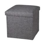 Luxury Furniture Square Foldable Storage Ottoman Coffee Cube Table Multipurpose Foot Rest Short Children Sofa Stool Bench for Bedroom Home Office X-Large Size (Medium, Grey)