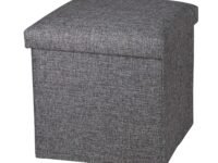 Luxury Furniture Square Foldable Storage Ottoman Coffee Cube Table Multipurpose Foot Rest Short Children Sofa Stool Bench for Bedroom Home Office X-Large Size (Medium, Grey)