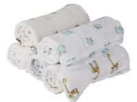 MOM'S HOME Pure Organic Cotton Baby Muslin Swaddle | Multicolour, 100x100 cm | Pack of 3