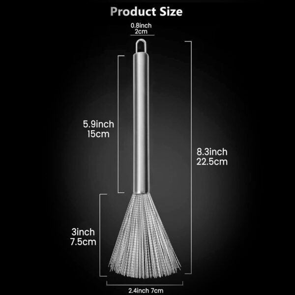 MOROVIK Kitchen Brush, Pan Scrubber, Wok Brush, Pot Scrubber, Dishes Scrub Brush, Steel Scrubbers for Cleaning Dishes, Steel Wool Scrubber with Handle, Steel Scrubber, Steel Scrubber Brush (1)