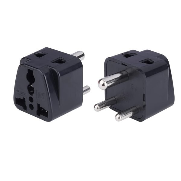 MX Universal Travel Adapter (Type D) World USA UK China & More to India 2 in 1 Conversion Plug for Home and Official use - Black Pack of 2