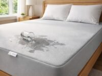 MY ARMOR Waterproof Mattress Protector King Size, 78x72, 6.5x6 feet, Double Bed Protector Sheet Cover, Breathable and Hypoallergenic Ultra Soft Fitted Terry Cotton Feel Fabric, Elastic Skirting, Grey
