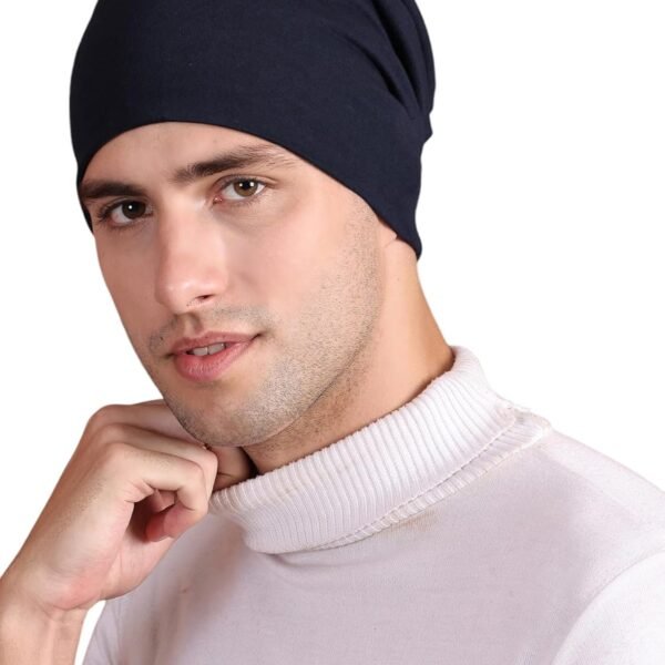 Mack JONNEY Navy Blue Cotton Blended Free Size Beanie Cap for Men-Cap_Navy_01