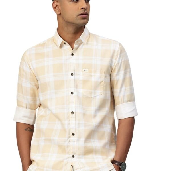 Majestic Man Comfort Slim Fit Pure Cotton Checked Casual Shirt