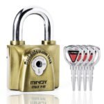 Mindy 60mm Heavy Duty Lock Warehouse Waterproof Keyed Padlock Top Security Lock with 4pcs Keys, Metalic finish, Brass