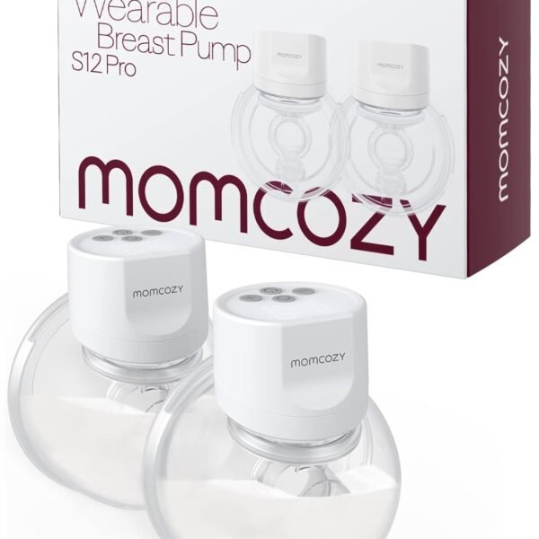 Momcozy Hands-Free Breast Pump S12 Pro, Wearable, Portable Pump with Soft Double-Sealed Flange 24mm, 3 Modes & 9 Levels Electric Breast Pump for Easy Pumping, Smart Display (2 Pack, White)