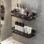 MorivaHomes Multipurpose Self-Adhesive Aluminium Bathroom Wall Mounted Storage Organiser Without Drill Shelf Holder/Rack/Bathroom Accessories (Pack of 2, Black)