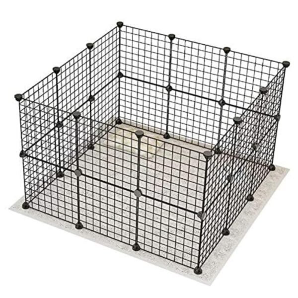 Multipurpose Organiser for Dog/Cats/Small Pets|Playing/Sleeping Cabinet for Dogs/Cats/Small Pets | Foldable House for Bed/Cage for Little Pets (Black, 24 Panels)