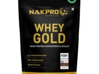 NAKPRO NUTRITION Gold Whey Protein Concentrate & Isolate 1kg Chocolate flavour | 25.5g Protein | Trustified Certified