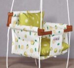 NEW COMERS® Cotton Swing for Kids, Jhula for Baby, Baby Swing Hanging Indoor Outdoor, Baby Garden Swing with Safety Belt & 2 Pillows (6 Months to 4 Years) (Up to 20 kg)-Yellow (TC 150/300) 908