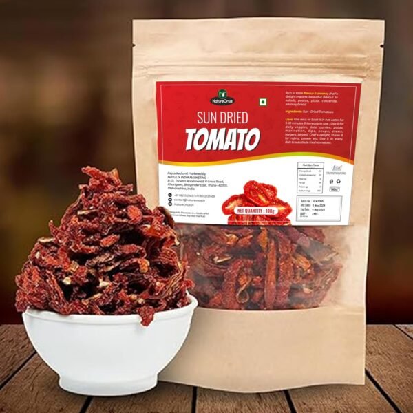 NatureOnus Sun Dried Tomato, 100g | 100% Natural Tomatoes | Hygienically Solar Dried | Anti-oxidant Rich | Use in Dips, Marinades, Salads, Pasta, Veggies, Dals, Curries, Pulav, Soups, Stews, Burgers