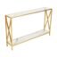 Nesfur Engineered Wood with Metal Base Console Table for Hall, Living Room, Bedroom, Balcony, Two Tier Console Table for Home Decor (Golden and Marble White)