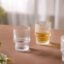 Nestasia Juice Glasses Set of 6 (200ml Each) - Thick Walled Stackable Ribbed Drinking Water Glass, Transparent Glass Tumblers for Cold Drinks, Mocktails & Daily Use