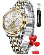 OLEVS Womens Watches Chronograph Luxury Diamond Dress Analog Quartz Wrist Watches Stainless Steel Waterproof Luminous Ladies Watch