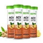 OZiva ACV Moringa Hot Mix | Control Cravings & Boost Metabolism | Apple Cider Vinegar, Gymnema, Cinnamon, Moringa | Desi Kahwa - 60 Effervscent Tablets. (Pack of 4)