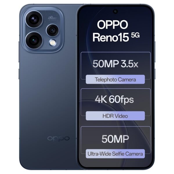 Oppo Reno15 5G (Twilight Blue, 12GB RAM, 512GB Storage) with No Cost EMI/Additional Exchange Offers