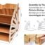 Ostin Wooden File Storage, Wood Office Desktop Stationery Expanding Filling Rack Tray Holder Organizer Creative Desktop Organizer Rack File Rack (Round stand)