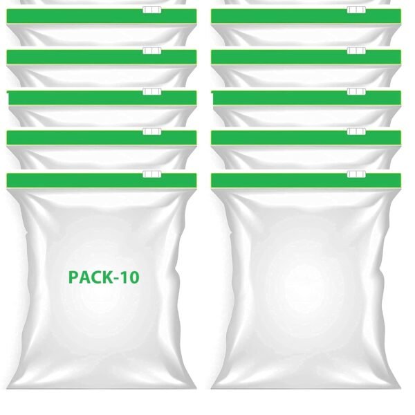 PACK-10 Zip Lock Bags For Food Storage - Reusable Zip Lock Pouch - Durable And Leakproof Ziplock Bags For Food Organization - Bpa Free, Eco-friendly, Zip 'n' Lock Bag With Slider- Ur-824