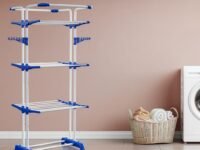 PARASNATH 3 Poll Steel Blue Colour Cloth Drying Stand Multiple Folding Arms, Castor Wheels with Brake, Special Epoxy Coated Pipes for Rust Resistance - 6 Year Manufacturer Warranty - Made in India