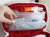 PVC First Aid Bag - First Aid Kit Bag Empty For Home Outdoor Travel Camping Hiking, Mini Empty Medical Storage Bag Portable Pouch, Red