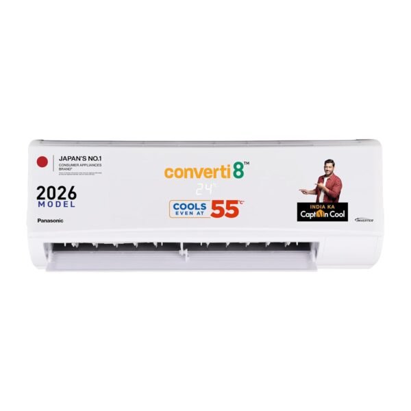 Panasonic 1.0 Ton 3 Star, New Star rated, Inverter Split AC (Smart Auto Cool, Higher Airflow, 55°C Oper., Crystal Clean, Copper Cond., 8in1 Convertible, 2-Way, Powerful Mode, PM0.1 Filter, CS/CU-SU12BKY3T,White)