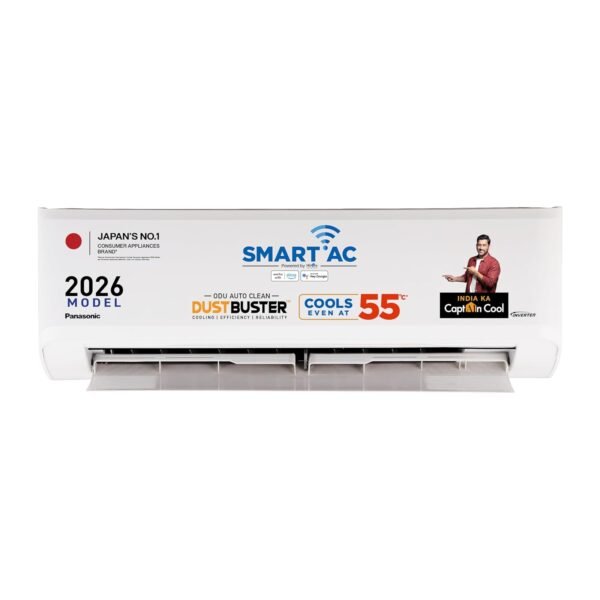 Panasonic 1.0 Ton 5 Star Premium Wi-Fi Inverter Smart Split AC (Matter/MirAIe, AI, DustBuster, 55°C Oper., Copper Condenser, 8in1 Convertible, 4-Way, PM0.1 Filter, CS/CU-NU12BKY5W, 2026 Model, White)