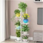 Plant Stand Indoor Outdoor Clearance, 6 Tier Tall Metal Potted Holder Rack Flower Pot Stand,Rustproof Heavy Duty Plant Shelf Iron Multiple Plant Round Supports Rack (White)
