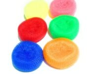 Plastic Round Nylon Scrubbers for Teflon pots and Pans Cleans up Big Messes Safe for Non-Stick cookware, Floor, Tile Cleaning & Also for Bath, Multicolour, Pack of 6
