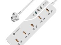 Portronics Power Plate 22 Extension Board with 20W Type-C PD Charging, 5 Universal Sockets, 3 USB Ports, 3 Meter Long Cord, 2500 Watts, Multi Plug for Home Appliances & Office (White)