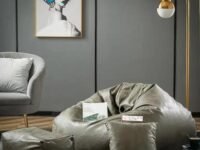 Premium Imported Soft Vegan Leather Bean Bag with Rectangular Footrest and Comfy Cushion with Beans Filled I Ready to Use Bean Bag Chair Color- (XXXXL, Olive Green)