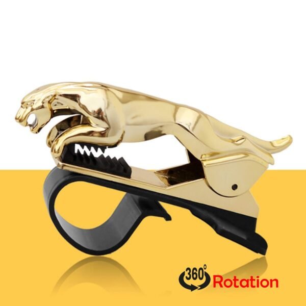 S2S Universal 360° Rotating Car Leopard Phone Clip Holder (Gold) - Compatible with Smartphones up to 6.5 Inch