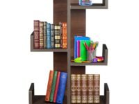 SBF Furniture Engineered Wooden Book Rack,Space Saver Book Shelf for Home Living Room and Office Table Top Free Standing Organizer,Laminated Finish Modern Book Shelve (KURTIZ_Brown)