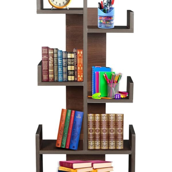 SBF Furniture Engineered Wooden Book Rack,Space Saver Book Shelf for Home Living Room and Office Table Top Free Standing Organizer,Laminated Finish Modern Book Shelve (KURTIZ_Brown)