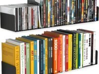 SHIOK DECOR Wall Mount Metal U Shape Shelf Book CD DVD Storage Display Bookcase Black Set of 2