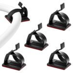 SOULWIT 50Pcs Adjustable Cable Management Clips, Adhesive Organizers Sticky Wire Clips Cord Holder for TV PC Ethernet Under Desk Wall Home Office, Black
