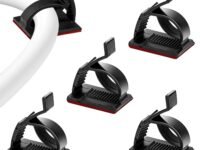 SOULWIT 50Pcs Adjustable Cable Management Clips, Adhesive Organizers Sticky Wire Clips Cord Holder for TV PC Ethernet Under Desk Wall Home Office, Black
