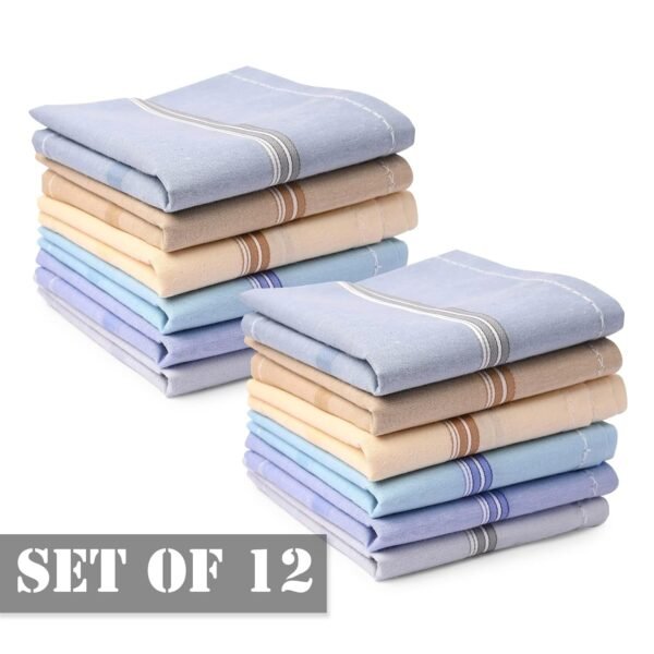 SPIN CART Cotton Premium Collection Handkerchiefs Hanky For Men - Pack of 12 - Multi Color XL