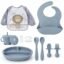 SPY KIDS® 12-Piece Silicone Baby Feeding Set BPA-Free | Suction Plate, Bowl, Training Cup, Spoon & Fork, Bib, Cloth Bib, Small Spoon & Fork, Finger Toothbrush with Case | Microwave & Dishwasher Safe